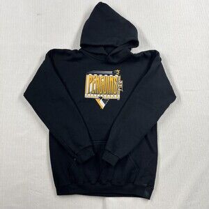Vintage Pittsburgh Penguins Hoodie Boys XL Black NHL Hockey Logo 7 Pullover 90s